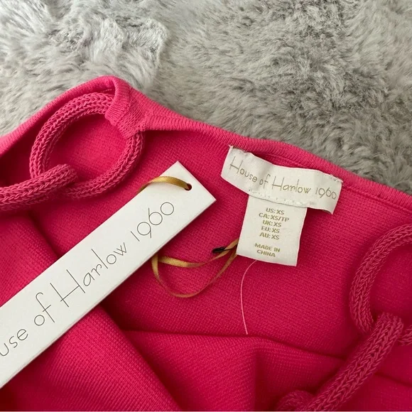 House of Harlow Pink Cropped top Blouse Shirt Knitted with Straps - Picture 4 of 5